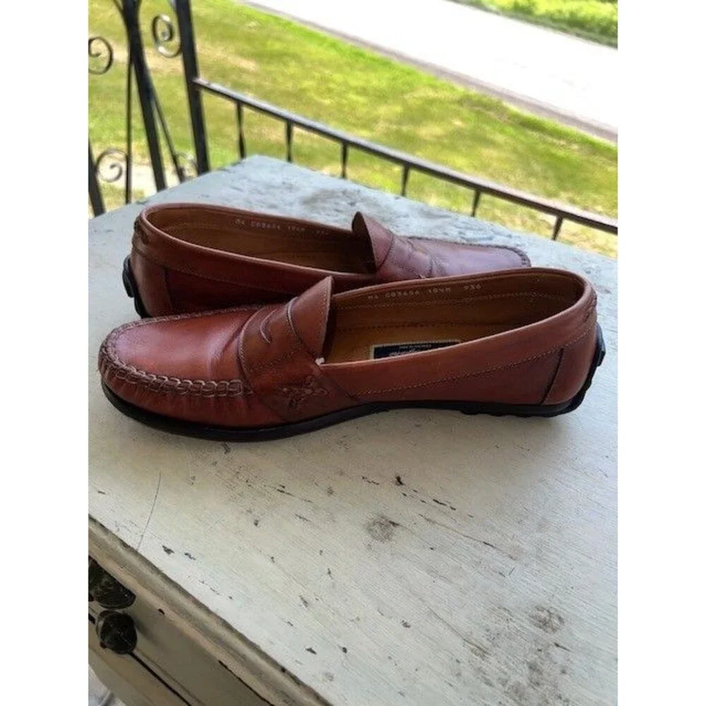 Bragano Men's Driving Penny Loafers Brown Leather Size 10.5M Made in Italy